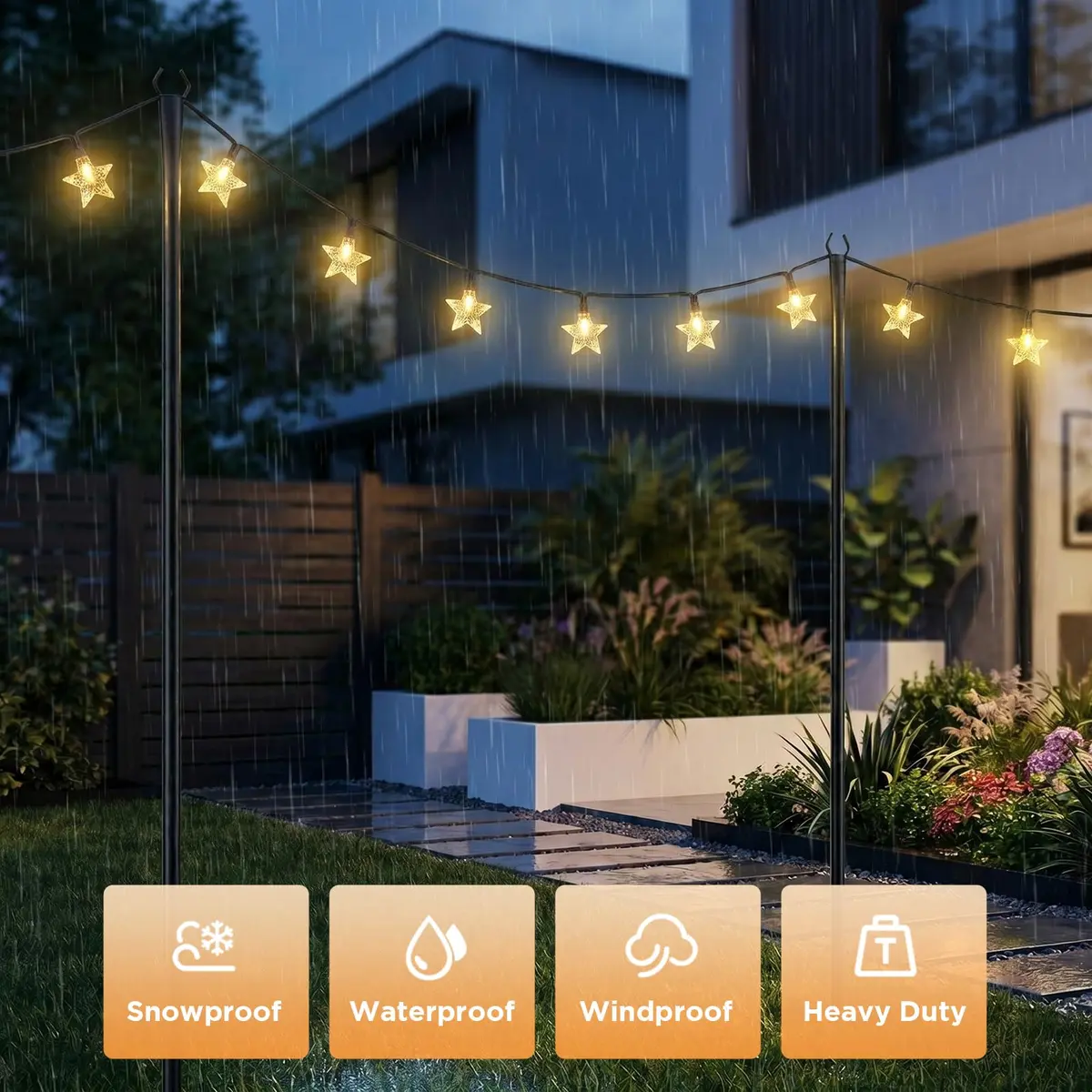 Litmustes 10FT String Light Poles | Heavy Duty Outdoor Steel Support, 4 Pack, Anti-Rust, Garden & Patio - view 3