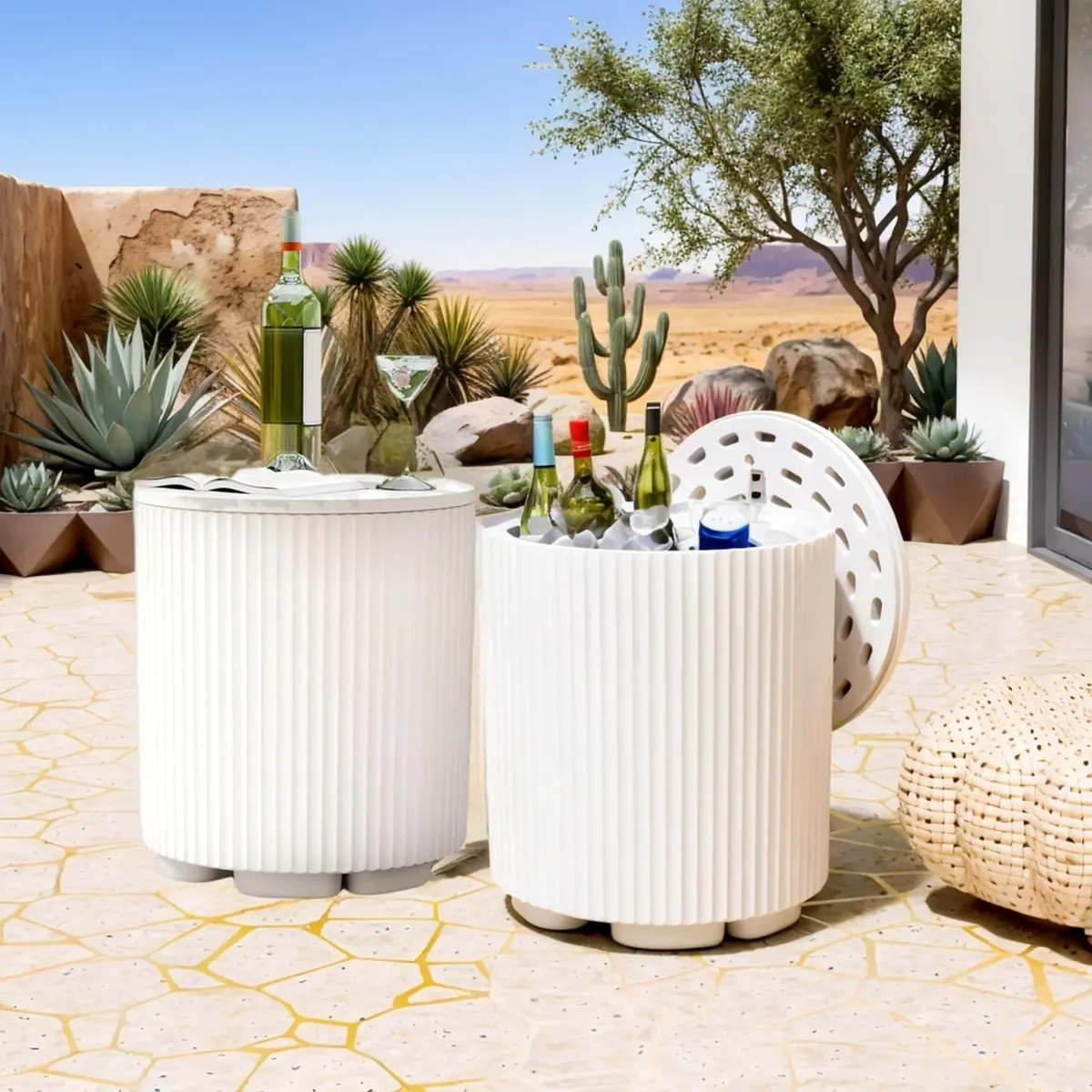 Diyfire White 2pcs Cooler Side Table | All Weather Portable Ice Chest (70-120c) - main product image