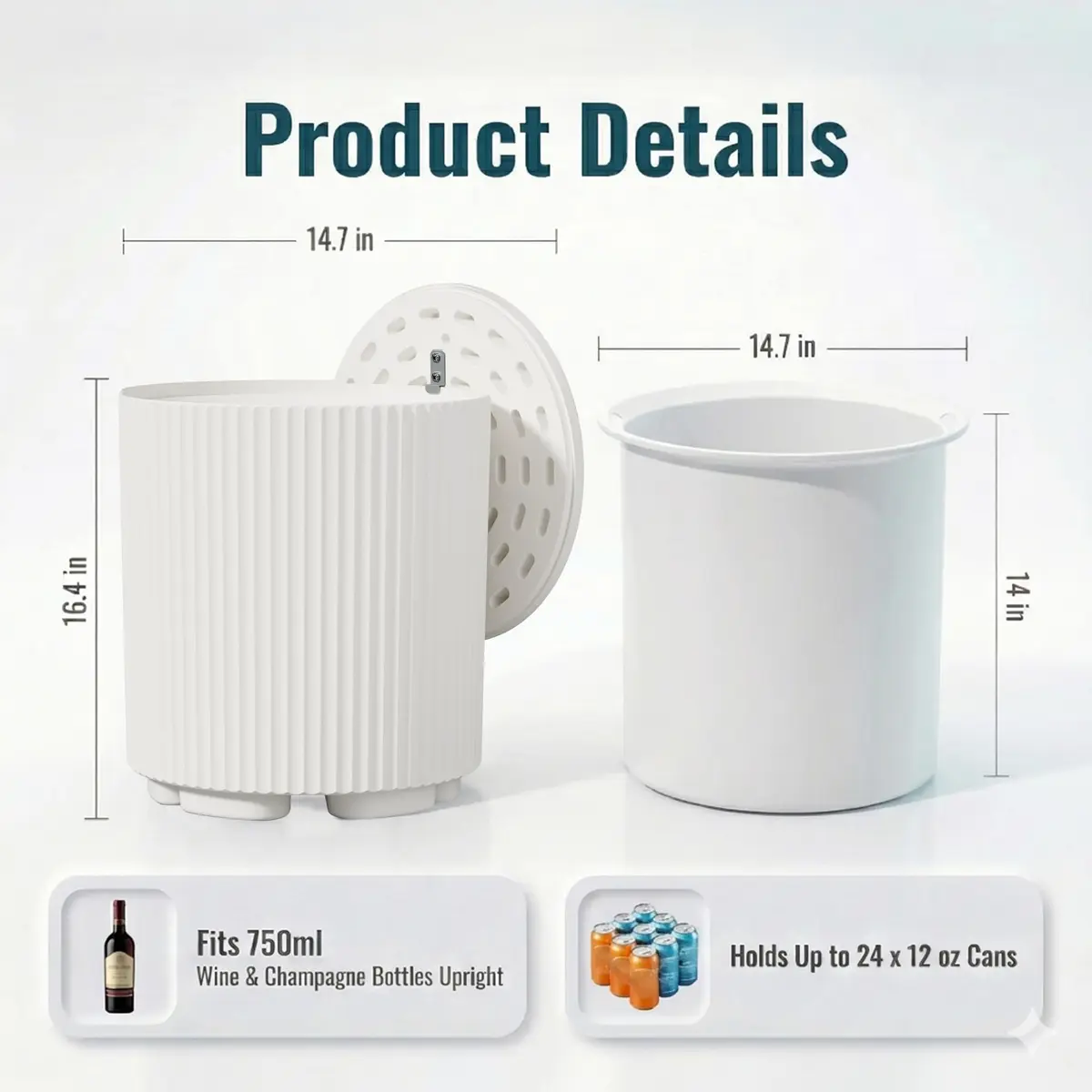 Diyfire White 2pcs Cooler Side Table | All Weather Portable Ice Chest (70-120c) - view 2