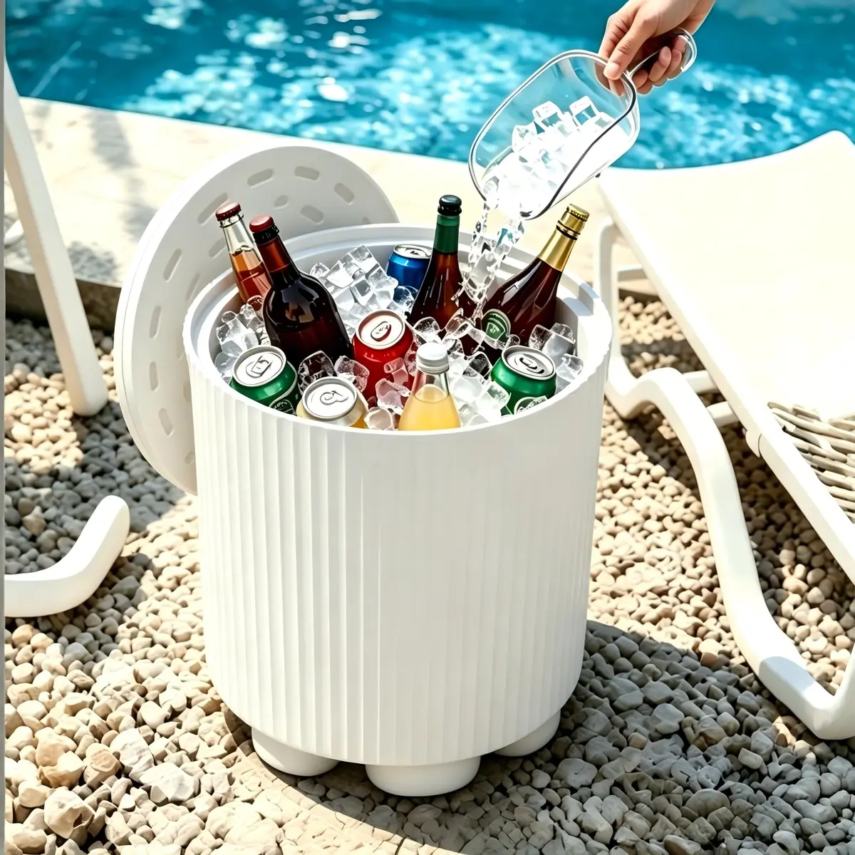 Diyfire White 2pcs Cooler Side Table | All Weather Portable Ice Chest (70-120c) - view 4