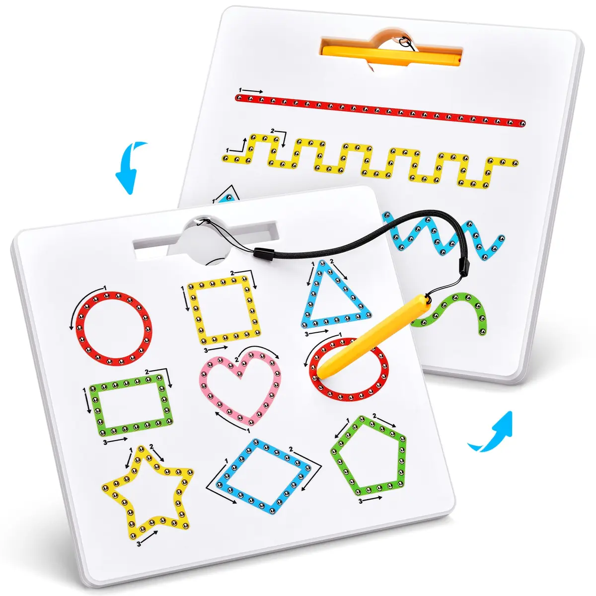 GAMENOTE Magnetic Shapes and Lines Tracing Board with Stylus | 22.8 cm x 24.5 cm (9.5 x 9.6 Inches) - main product image
