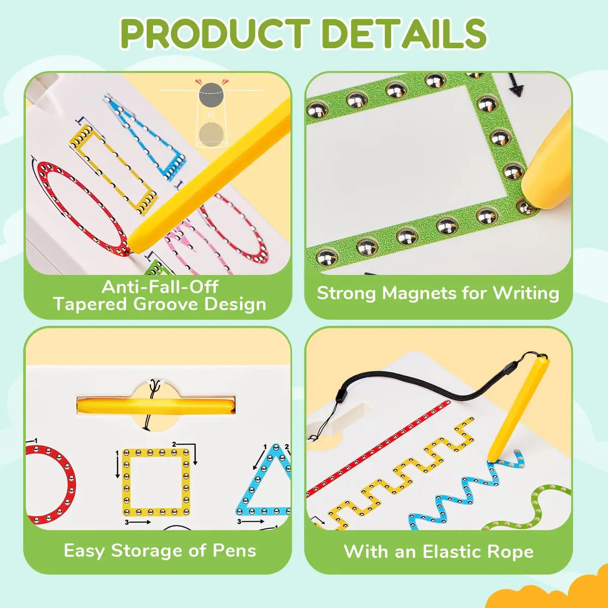 GAMENOTE Magnetic Shapes and Lines Tracing Board with Stylus | 22.8 cm x 24.5 cm (9.5 x 9.6 Inches) - view 6
