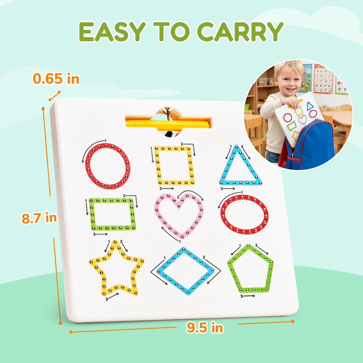 GAMENOTE Magnetic Shapes and Lines Tracing Board with Stylus | 22.8 cm x 24.5 cm (9.5 x 9.6 Inches) - view 8
