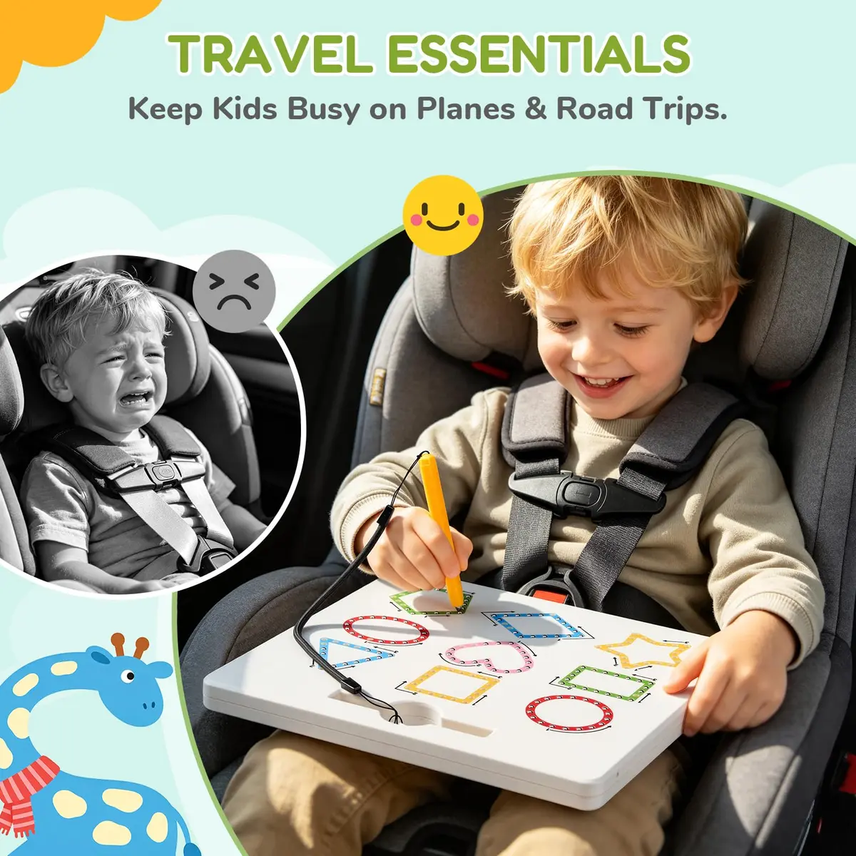 GAMENOTE Magnetic Shapes and Lines Tracing Board with Stylus | 22.8 cm x 24.5 cm (9.5 x 9.6 Inches) - view 2