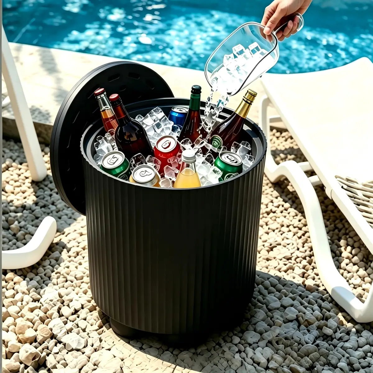 Diyfire Outdoor Cooler Side Table 14.76"L x 14.76"W x 16.65"H | All Weather Resistant Portable Ice Chest - main product image