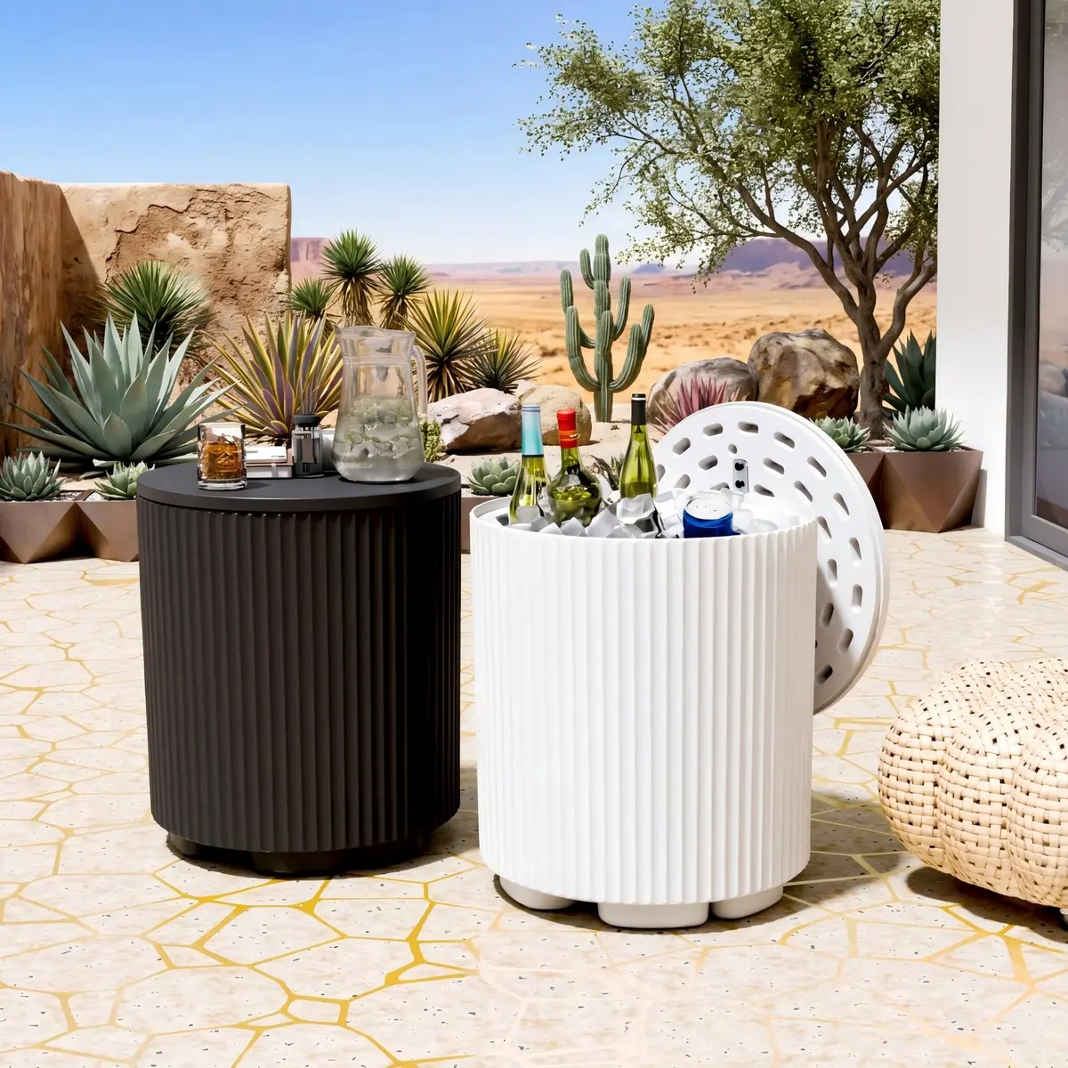 Diyfire Outdoor Cooler Side Table 14.76"L x 14.76"W x 16.65"H | All Weather Resistant Portable Ice Chest - view 7