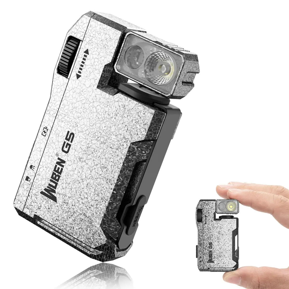 WUBEN G5 EDC Flashlight Magnetic Keychain Rechargeable Mini Pocket Flashlight 400LM Dual Light Sources RGB Light Portable Flat Flashlight for Outdoor Home Emergency (Ice Crack) - main product image