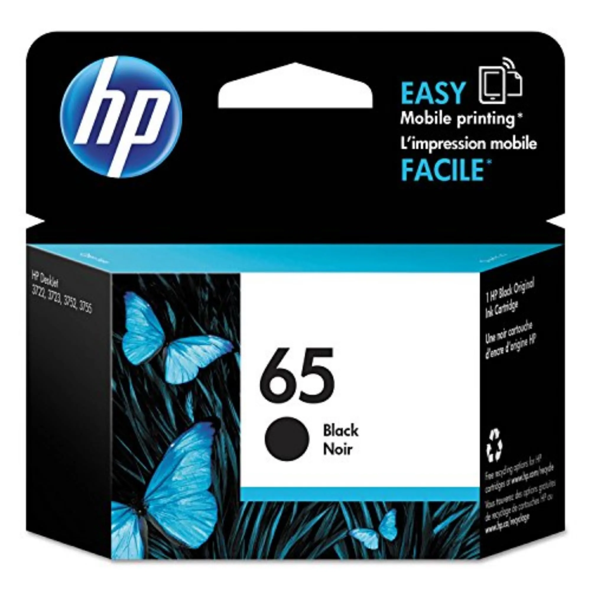 HP 63XL 65XL Black High-Yield Ink Cartridge | Fade-Resistant Ink for Office & Students - main product image