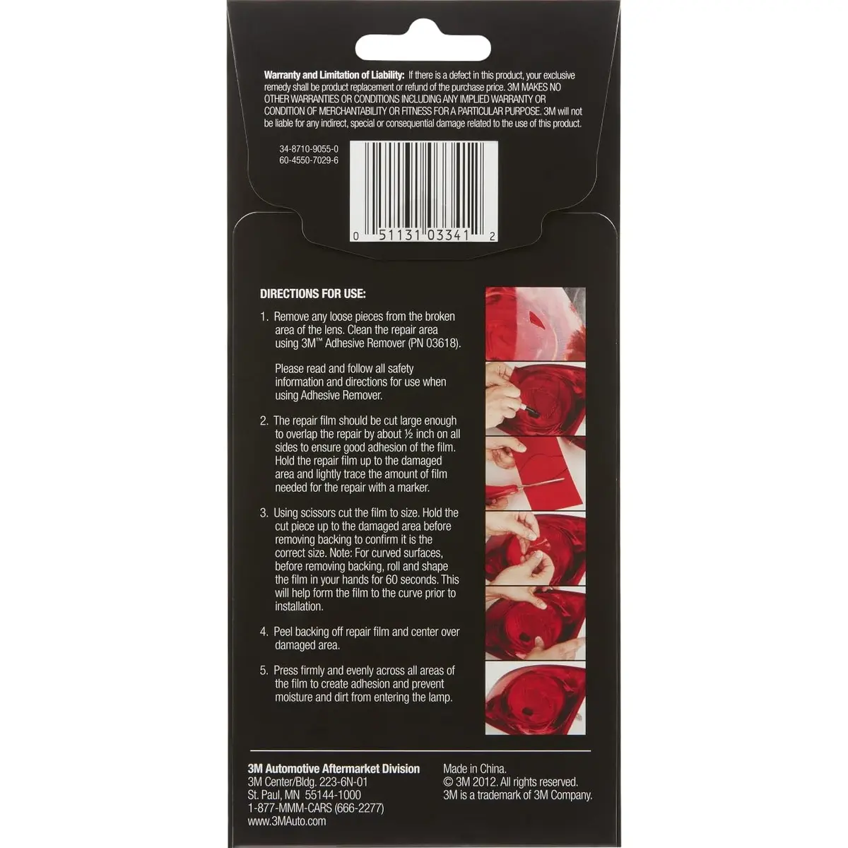 3M Auto High Strength Red Lens Repair Film 3.75 in x 7.75 in | Weatherproof, Curved Surface Adhesive (70-120 chars) - view 3