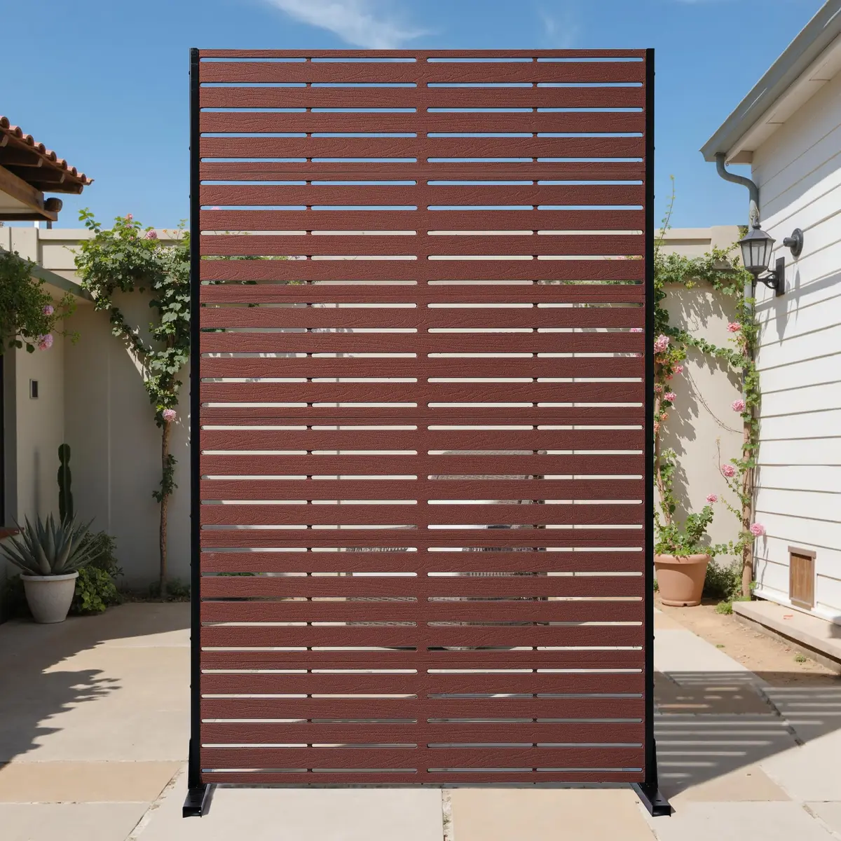Diyfire Outdoor Privacy Screen 72" H HDPE Decorative Freestanding Privacy Panel, Sandblasting Louvered Weather-Resistant for Patio, Balcony, Backyard - main product image