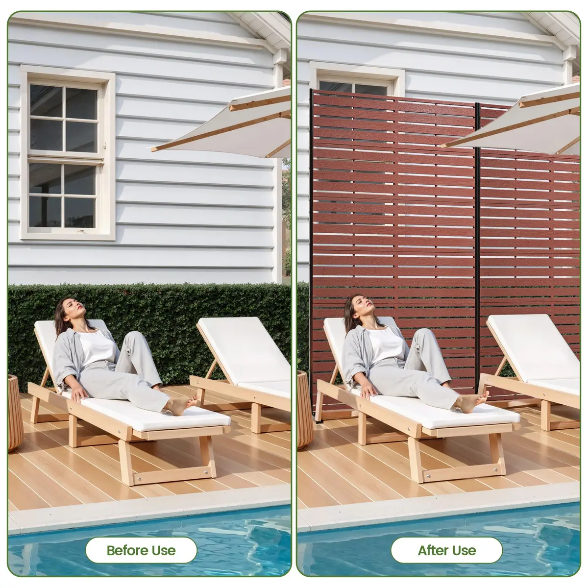 Diyfire Outdoor Privacy Screen 72" H HDPE Decorative Freestanding Privacy Panel, Sandblasting Louvered Weather-Resistant for Patio, Balcony, Backyard - view 5