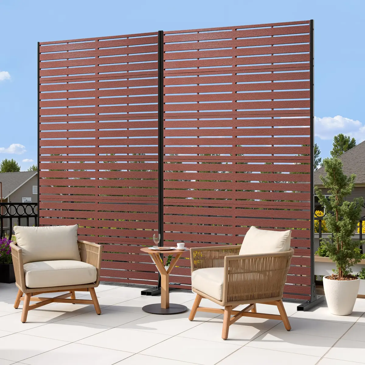 Diyfire Outdoor Privacy Screen 72" H HDPE Decorative Freestanding Privacy Panel, Sandblasting Louvered Weather-Resistant for Patio, Balcony, Backyard - view 6