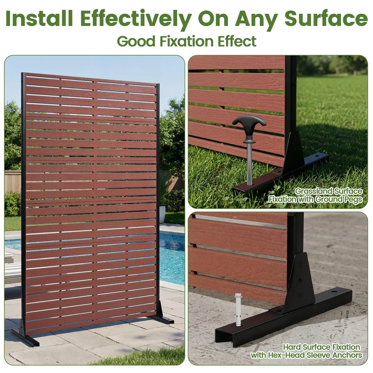 Diyfire Outdoor Privacy Screen 72" H HDPE Decorative Freestanding Privacy Panel, Sandblasting Louvered Weather-Resistant for Patio, Balcony, Backyard - view 7