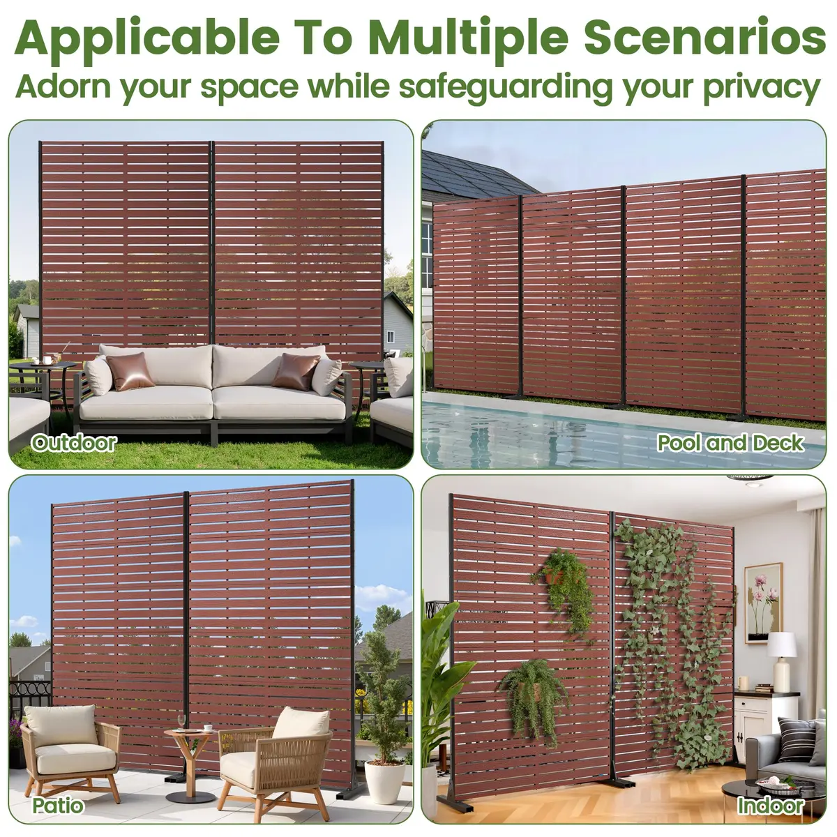 Diyfire Outdoor Privacy Screen 72" H HDPE Decorative Freestanding Privacy Panel, Sandblasting Louvered Weather-Resistant for Patio, Balcony, Backyard - view 8
