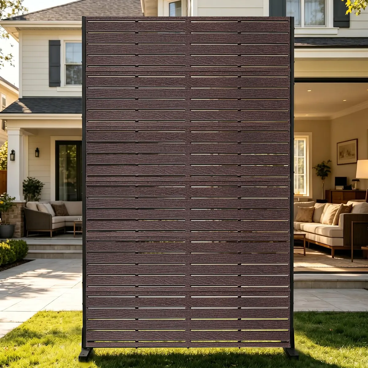 Diyfire Outdoor Privacy Screen 72" H HDPE Decorative Freestanding Privacy Panel, Sandblasting Louvered Weather-Resistant for Patio, Balcony, Backyard - main product image