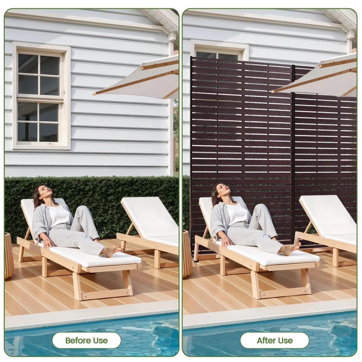 Diyfire Outdoor Privacy Screen 72" H HDPE Decorative Freestanding Privacy Panel, Sandblasting Louvered Weather-Resistant for Patio, Balcony, Backyard - view 5