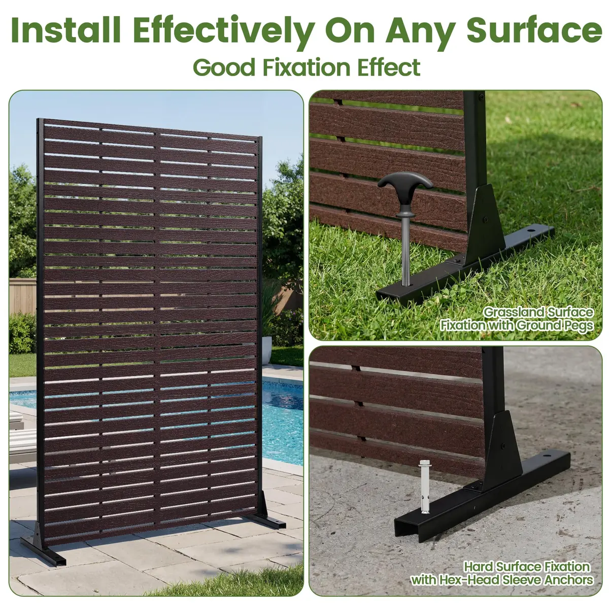 Diyfire Outdoor Privacy Screen 72" H HDPE Decorative Freestanding Privacy Panel, Sandblasting Louvered Weather-Resistant for Patio, Balcony, Backyard - view 7