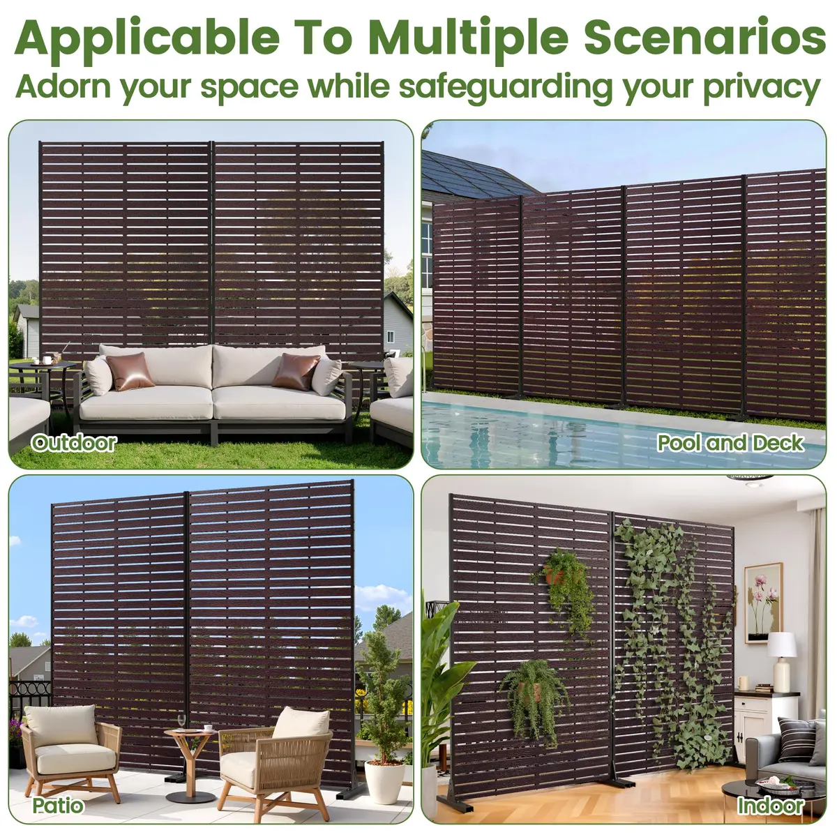 Diyfire Outdoor Privacy Screen 72" H HDPE Decorative Freestanding Privacy Panel, Sandblasting Louvered Weather-Resistant for Patio, Balcony, Backyard - view 8