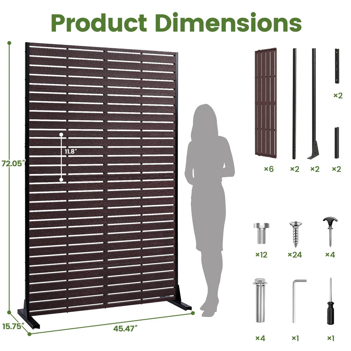 Diyfire Outdoor Privacy Screen 72" H HDPE Decorative Freestanding Privacy Panel, Sandblasting Louvered Weather-Resistant for Patio, Balcony, Backyard - view 4