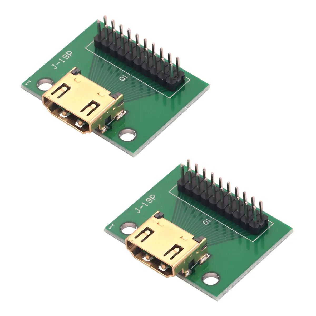 Teansic HDMI Female 19-Pin Breakout PCB Board with 2.54mm Straight Pin (2-Pack) | Essential for Hardware Debugging & Signal Testing - main product image