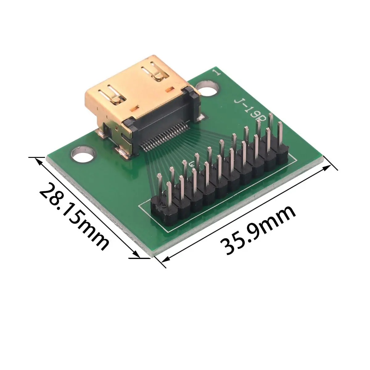 Teansic HDMI Female 19-Pin Breakout PCB Board with 2.54mm Straight Pin (2-Pack) | Essential for Hardware Debugging & Signal Testing - view 2