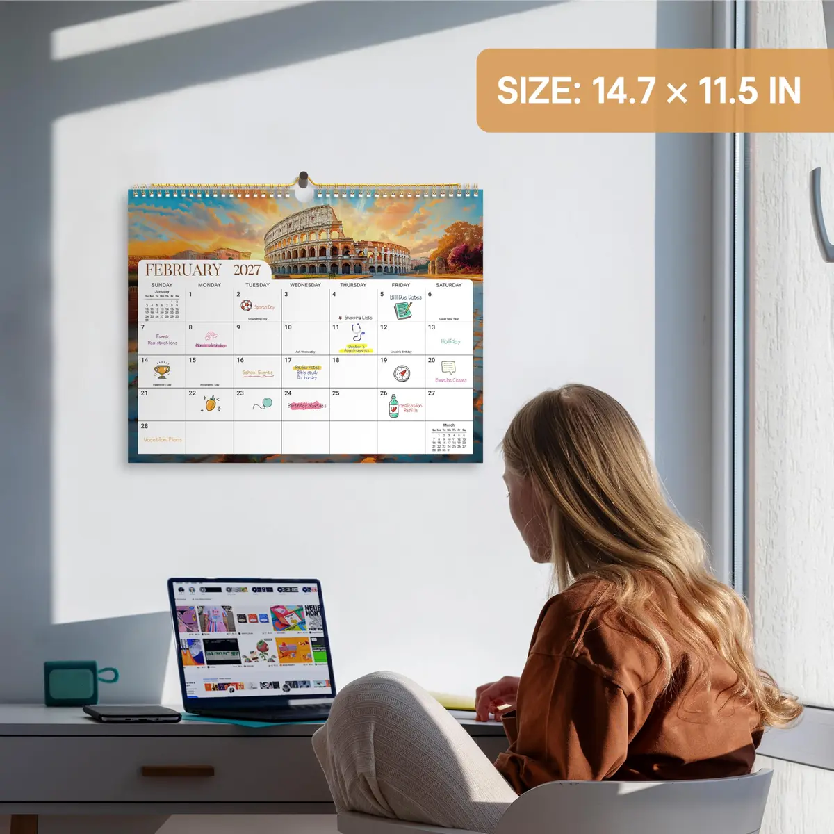 Taja Calendar 2026-2027 | 21-Month Wall Calendar with Elegant European Landscapes - view 4