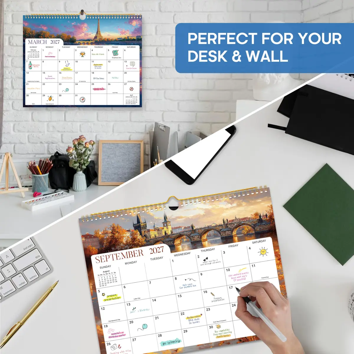 Taja Calendar 2026-2027 | 21-Month Wall Calendar with Elegant European Landscapes - view 6