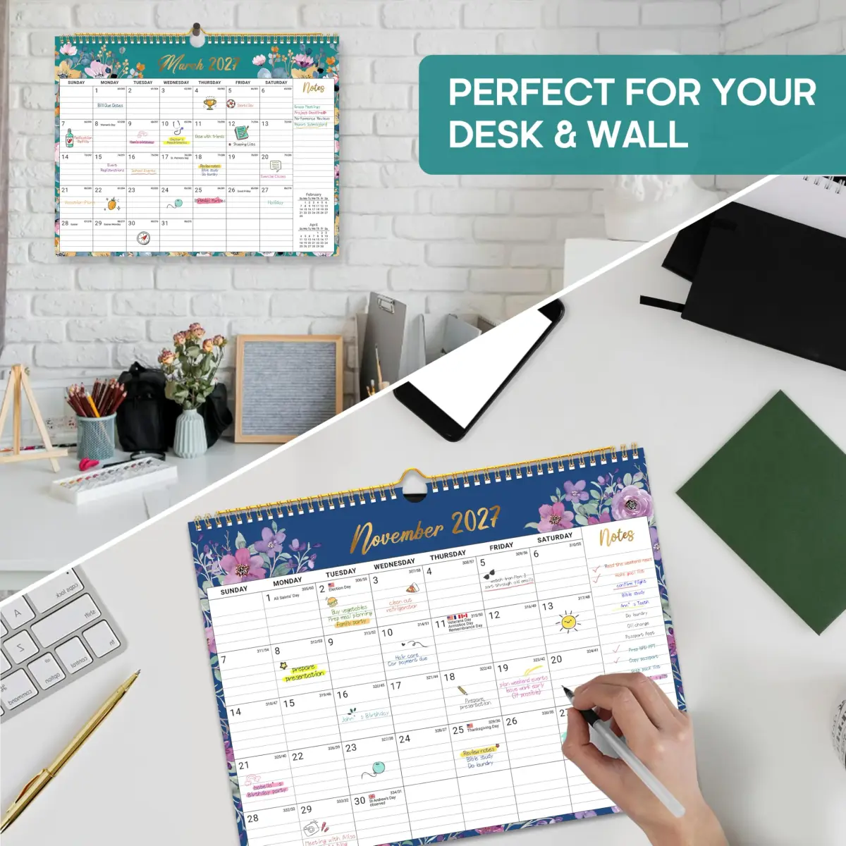 Taja 2026-2027 Wall Calendar 14.7" x 11.5" (36.8 cm x 29.2 cm) | Floral Design, 21-Month Planning - view 6
