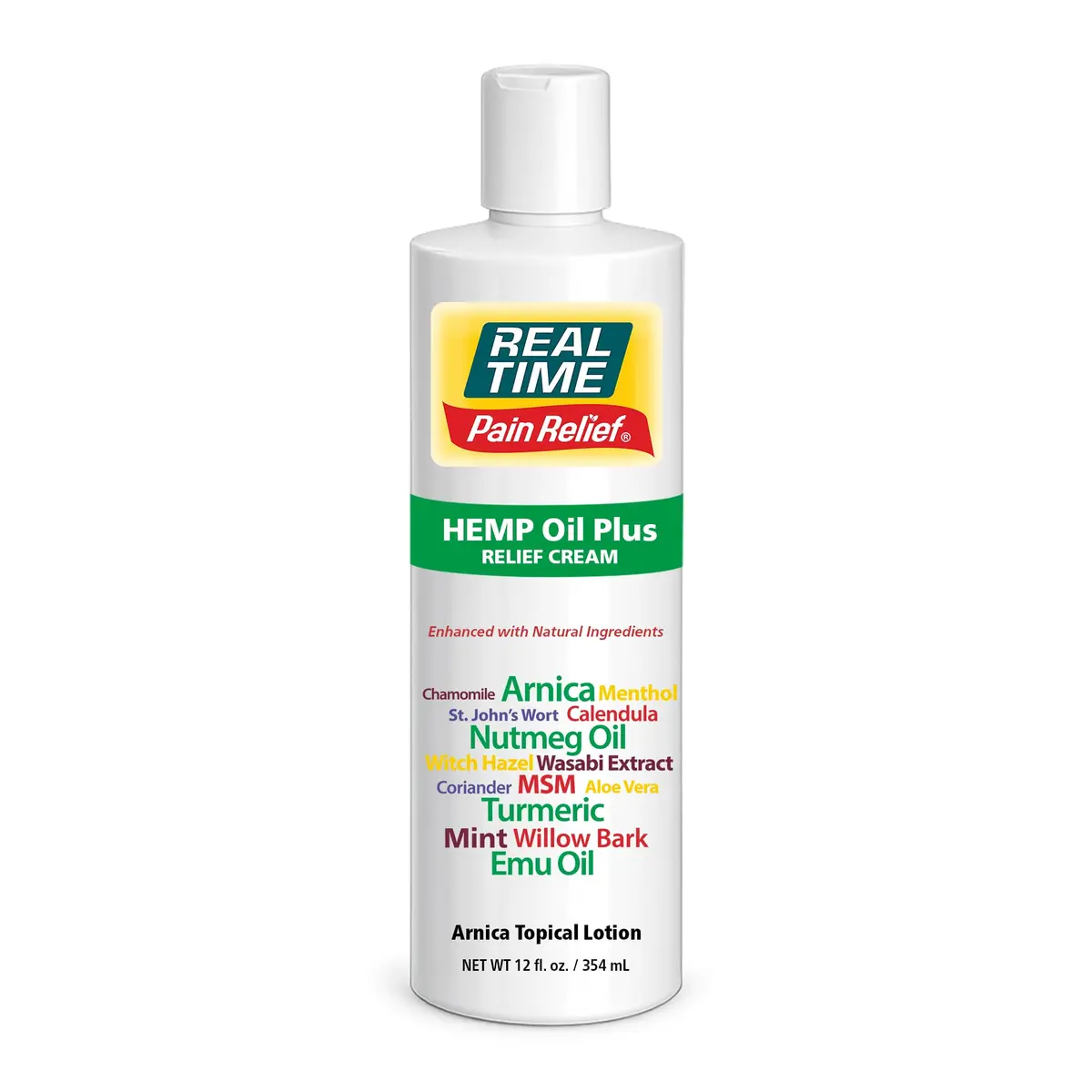 Real Time Pain Relief Hemp Oil Plus, 12 fl oz | Natural Pain Support with Arnica - main product image