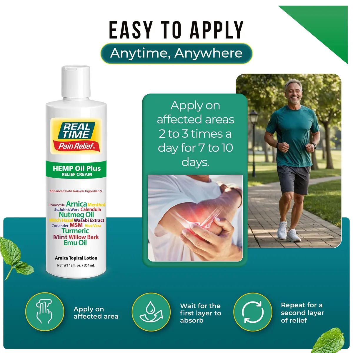 Real Time Pain Relief Hemp Oil Plus, 12 fl oz | Natural Pain Support with Arnica - view 5