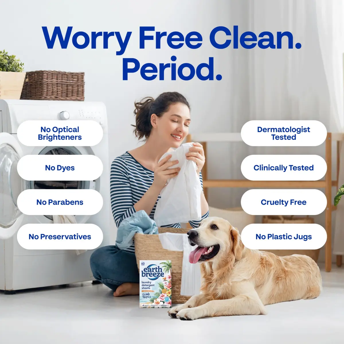 Earth Breeze Laundry Detergent Sheets Island Tropics 60 Loads | Concentrated Formula Eco-Friendly Biodegradable Value Pack - view 6