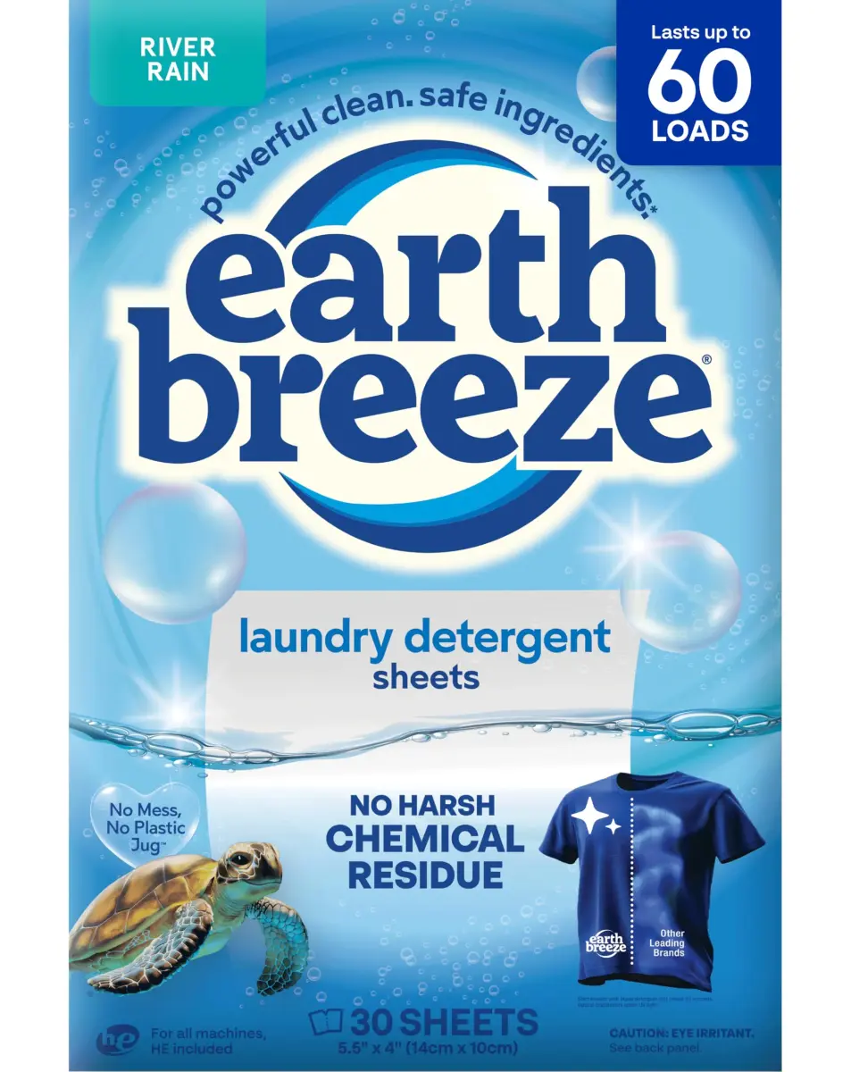 Earth Breeze Laundry Detergent Sheets River Rain 60 Loads | Eco-Friendly & Travel-Ready - main product image
