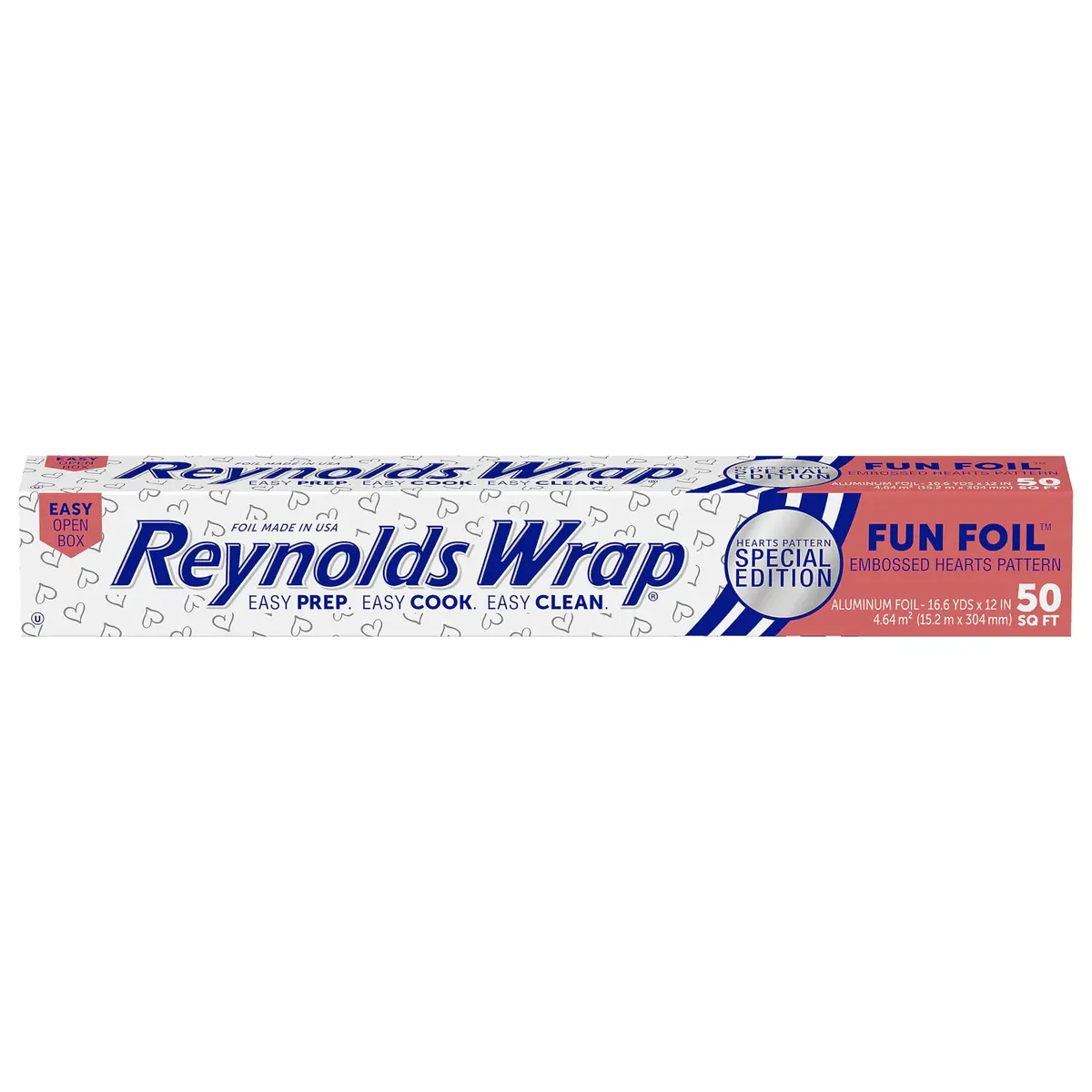 Reynolds Wrap Fun Foil Embossed Aluminum Foil Roll with Hearts, 156 g (5.5 oz) | Food Gifting & Celebrations - main product image