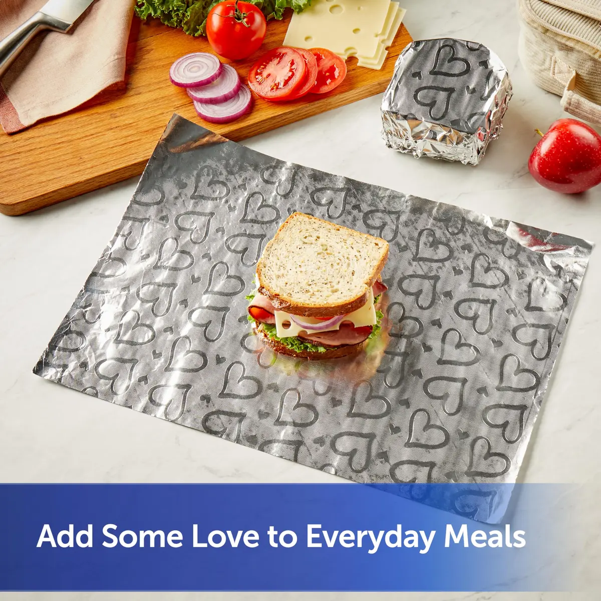 Reynolds Wrap Fun Foil Embossed Aluminum Foil Roll with Hearts, 156 g (5.5 oz) | Food Gifting & Celebrations - view 3
