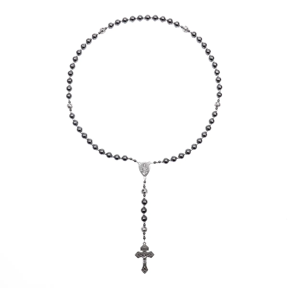 Nazareth Store Hematite Rosary Necklace for Men 50cm (20") | Devotional Strength & Spiritual Authority - view 2