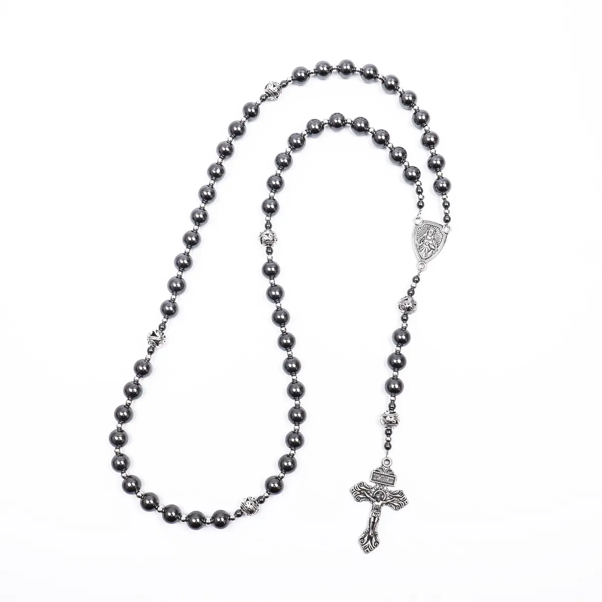 Nazareth Store Hematite Rosary Necklace for Men 50cm (20") | Devotional Strength & Spiritual Authority - view 3
