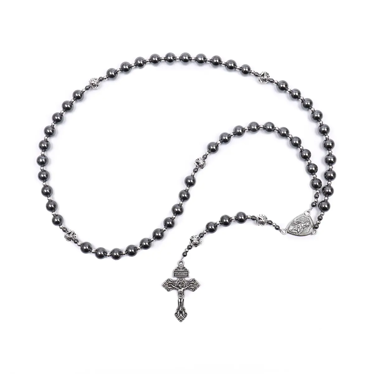Nazareth Store Hematite Rosary Necklace for Men 50cm (20") | Devotional Strength & Spiritual Authority - view 4
