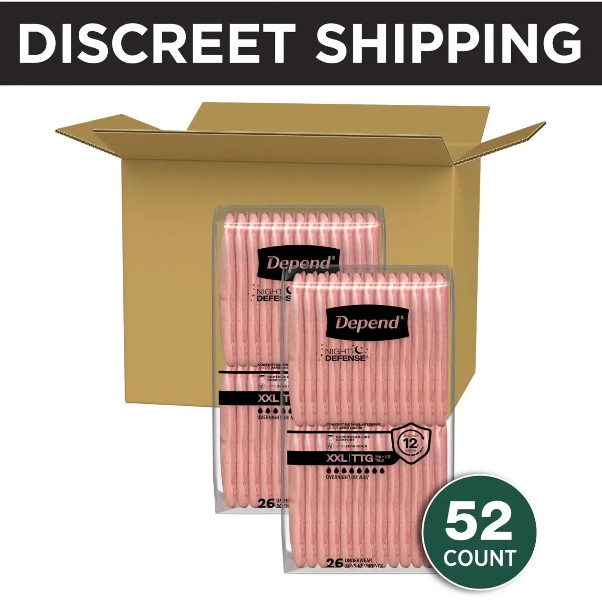 Depend Night Defense Adult Diapers for Women XXL 52 Count | Up to 12 Hours Overnight Protection - view 2