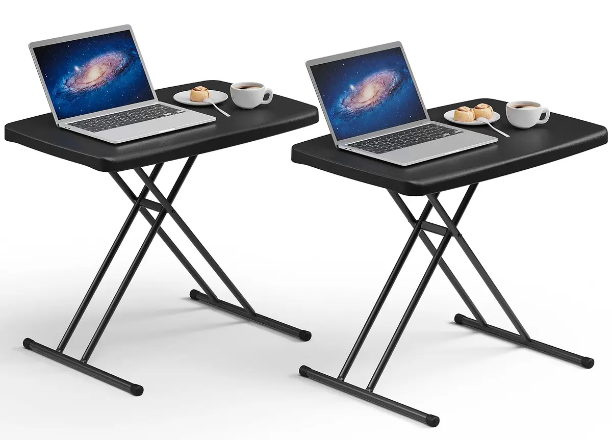 FurniEdge 30 Inch Folding Table Set of 2 | Adjustable Height Heavy Duty Utility Table for Small Spaces - main product image