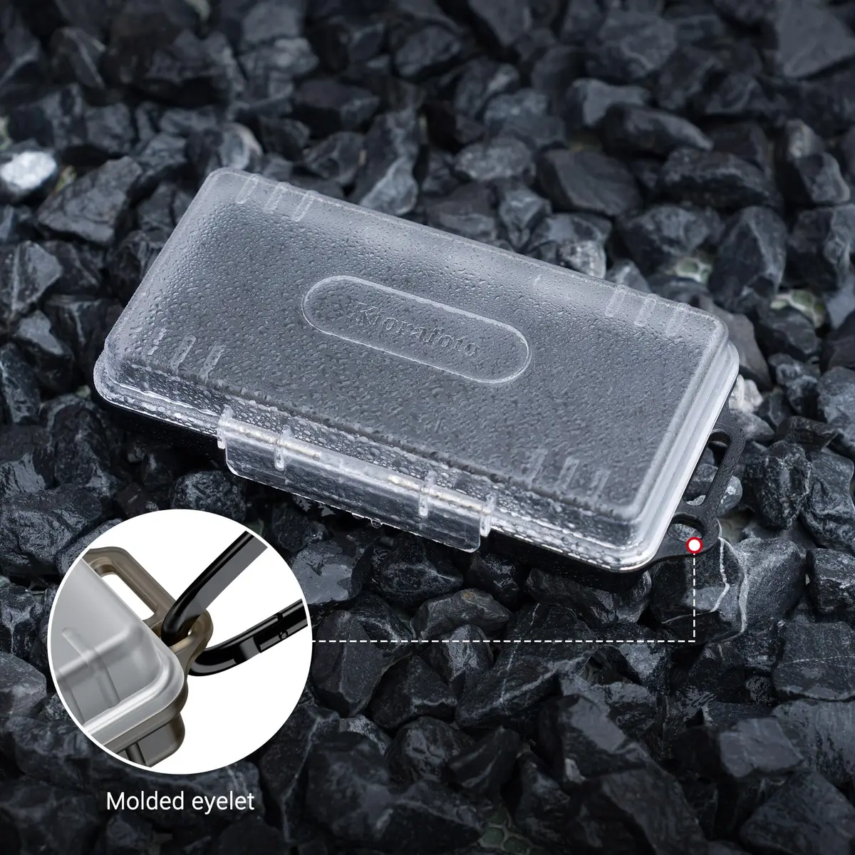 Kiorafoto 40-Slot SD Card Holder Case with Labels & Carabiner | Transparent, Water-Resistant - view 5