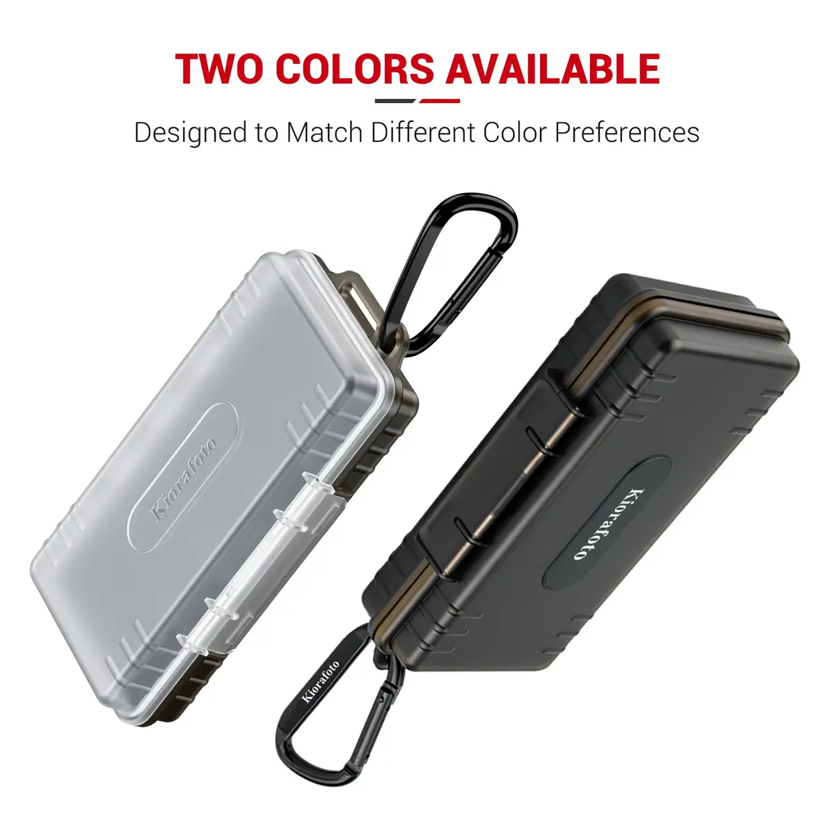 Kiorafoto 40-Slot SD Card Holder Case with Labels & Carabiner | Transparent, Water-Resistant - view 7