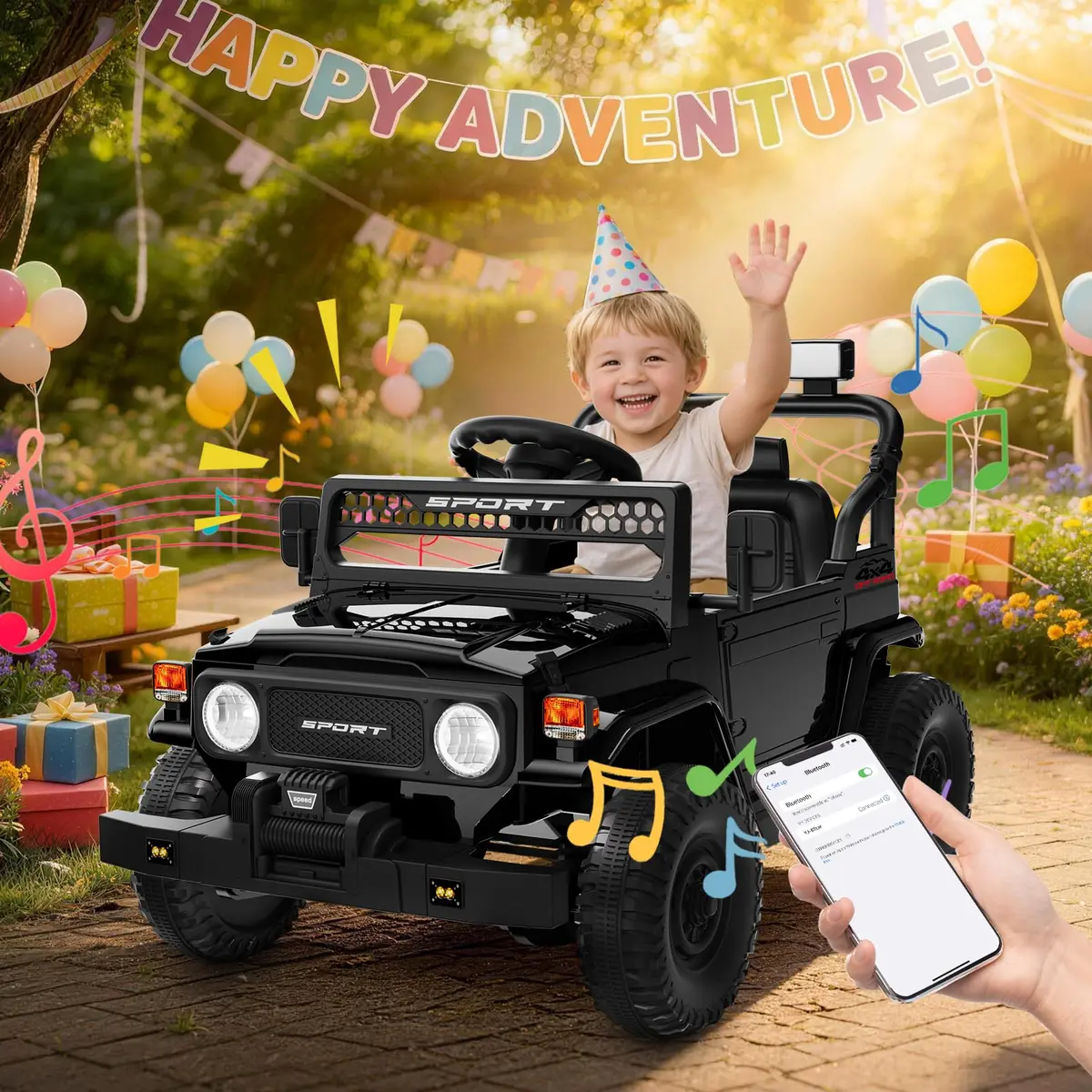 YunTopKids Kid Car 12V Ride On Toy with Remote Control Black | All-Terrain, 7Ah Battery, Ages 37-60 Months - view 7