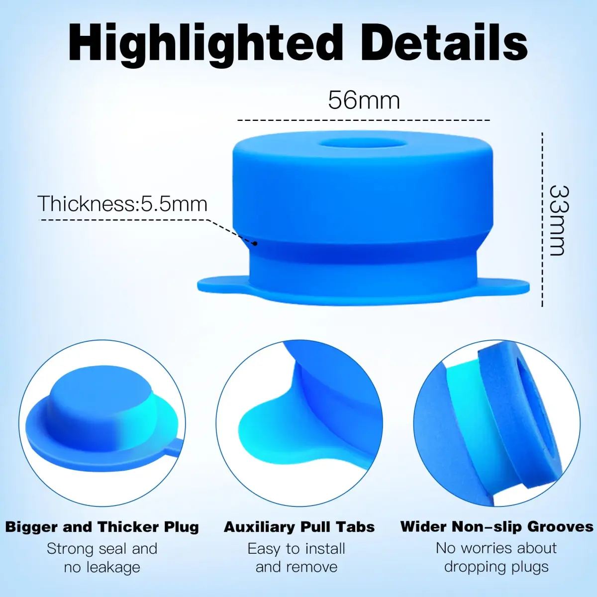 U-Goforst 6-Piece Water Jug Cap & Handle Set | 5 Gallon Reusable Silicone Caps & Ergonomic Lift Handle - view 6