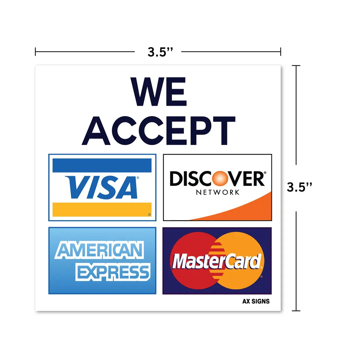 AX Signs Credit Card Acceptance Sign Sticker (2 Pack, 3.5 x 3.5 Inch) | Weather-Resistant Vinyl - view 2