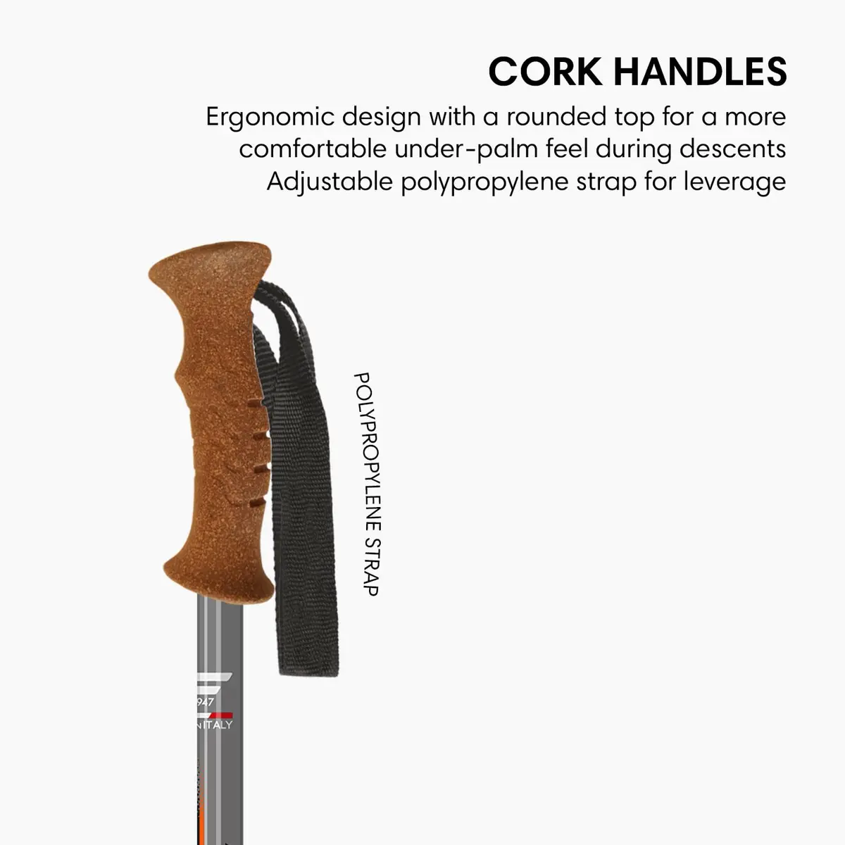 Fizan Tierra Trekking Poles – 7.9 oz, Ultralight, Adjustable, Collapsible, Aluminum, Cork Grip, Custom Fit (Grey/Orange) | Backpacking & Hiking - view 3