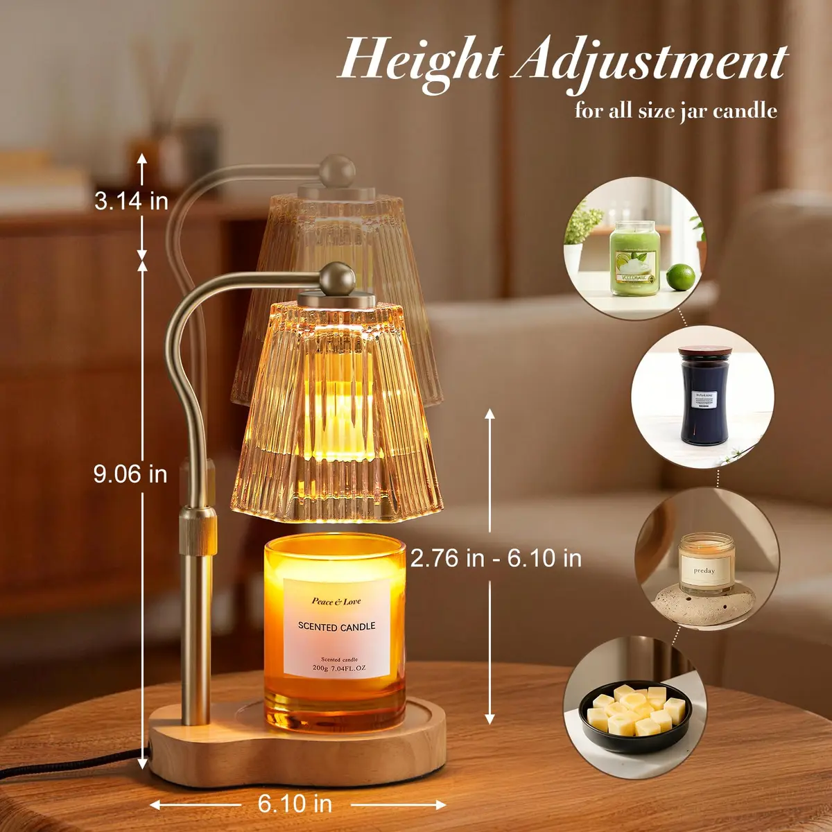 AODHGR Candle Warmer Lamp with Timer Dimmable Amber | Flameless Wax Melter for Jar Candles - view 5