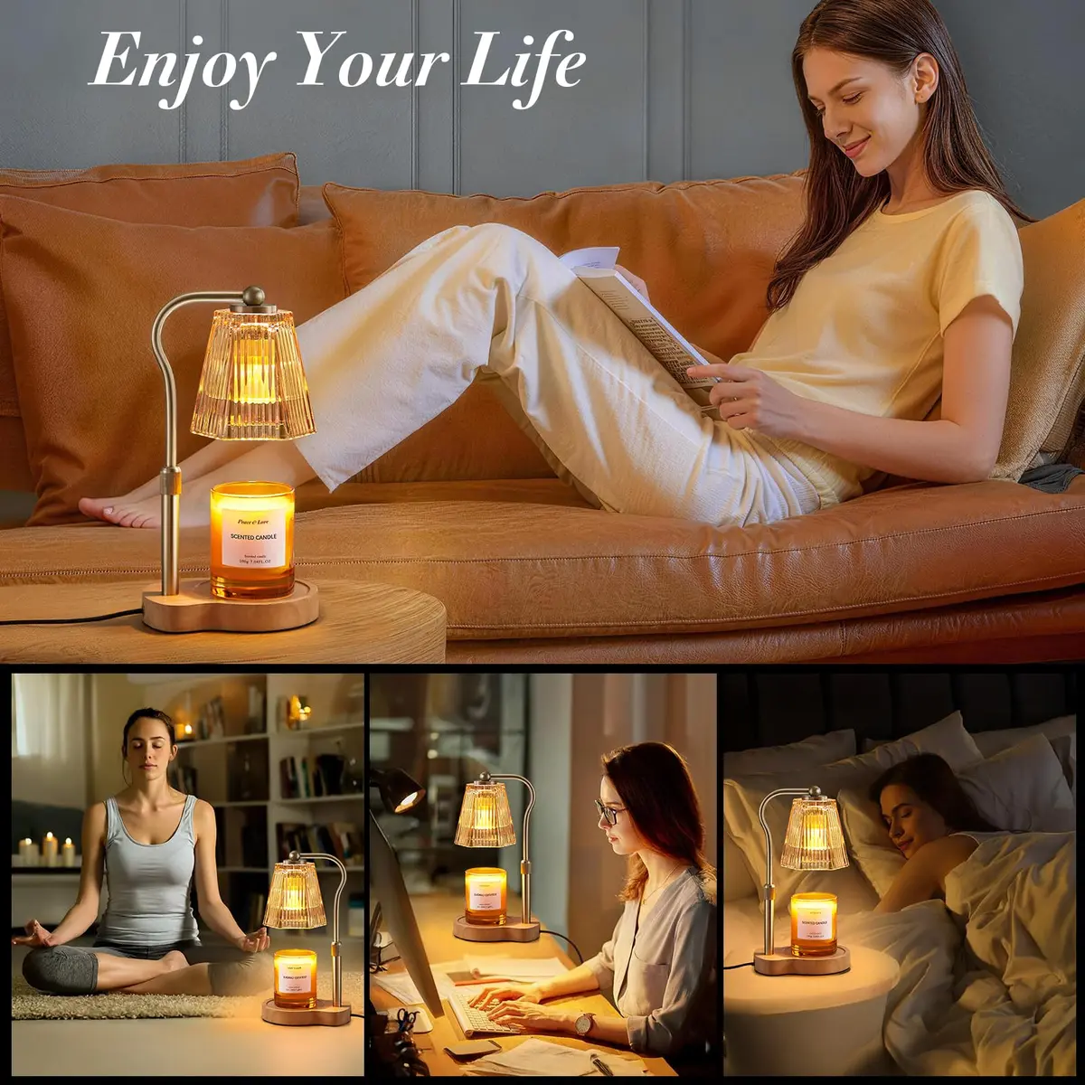 AODHGR Candle Warmer Lamp with Timer Dimmable Amber | Flameless Wax Melter for Jar Candles - view 6