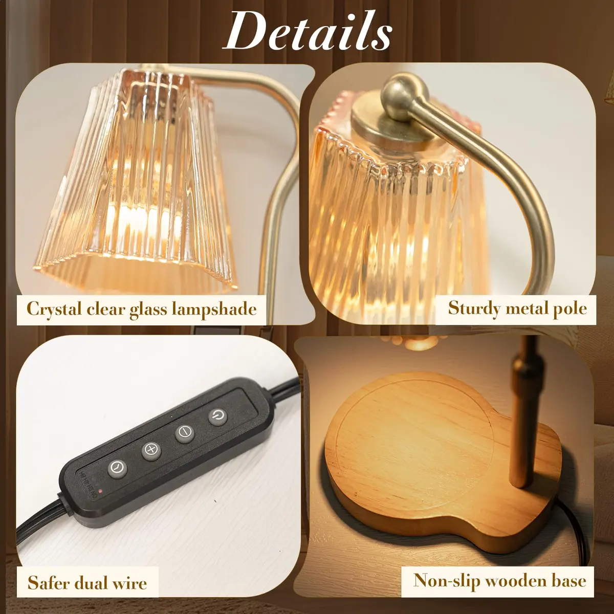 AODHGR Candle Warmer Lamp with Timer Dimmable Amber | Flameless Wax Melter for Jar Candles - view 8