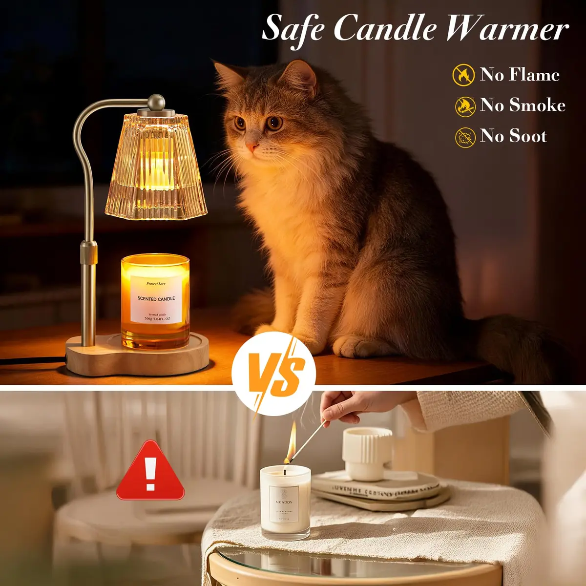 AODHGR Candle Warmer Lamp with Timer Dimmable Amber | Flameless Wax Melter for Jar Candles - view 2