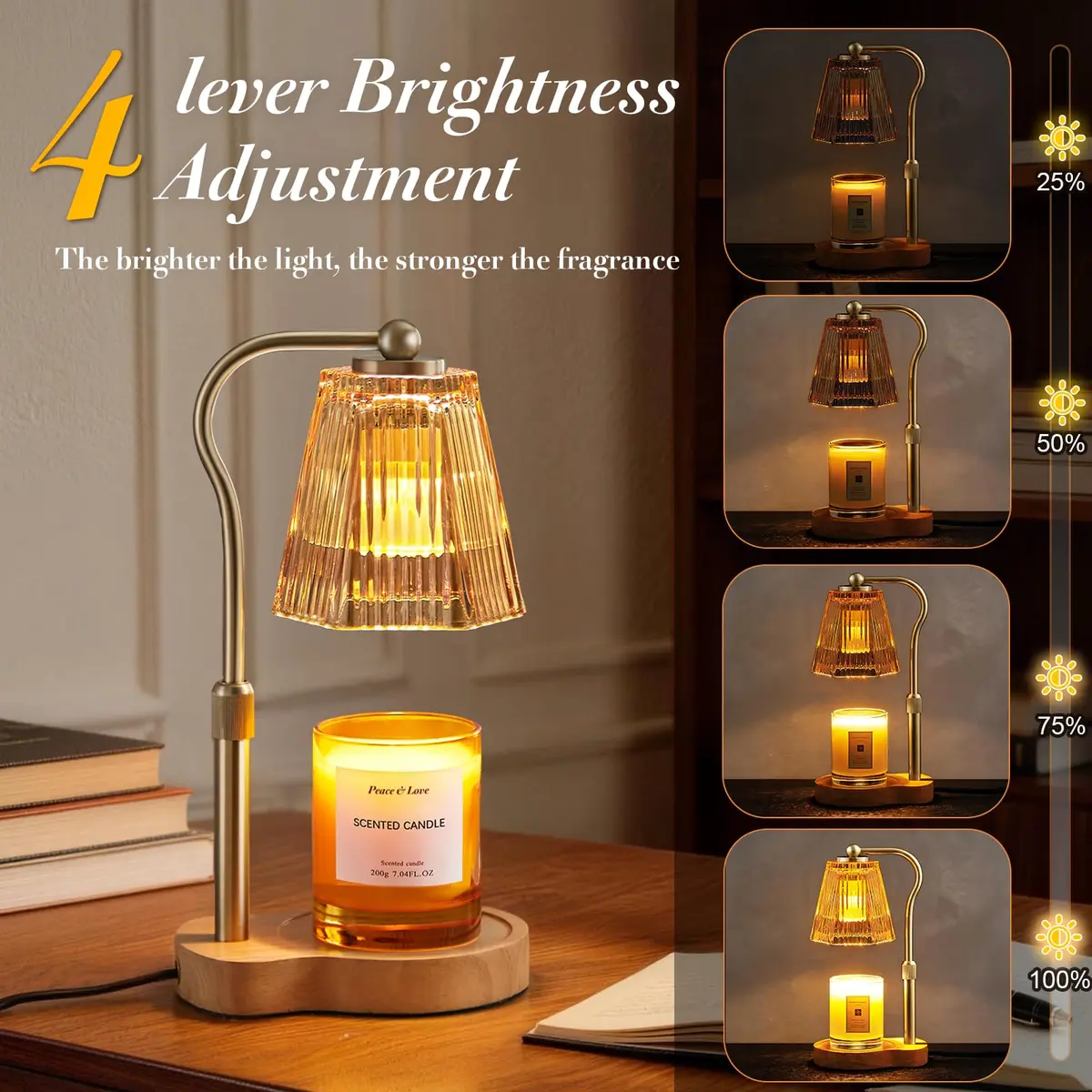AODHGR Candle Warmer Lamp with Timer Dimmable Amber | Flameless Wax Melter for Jar Candles - view 3